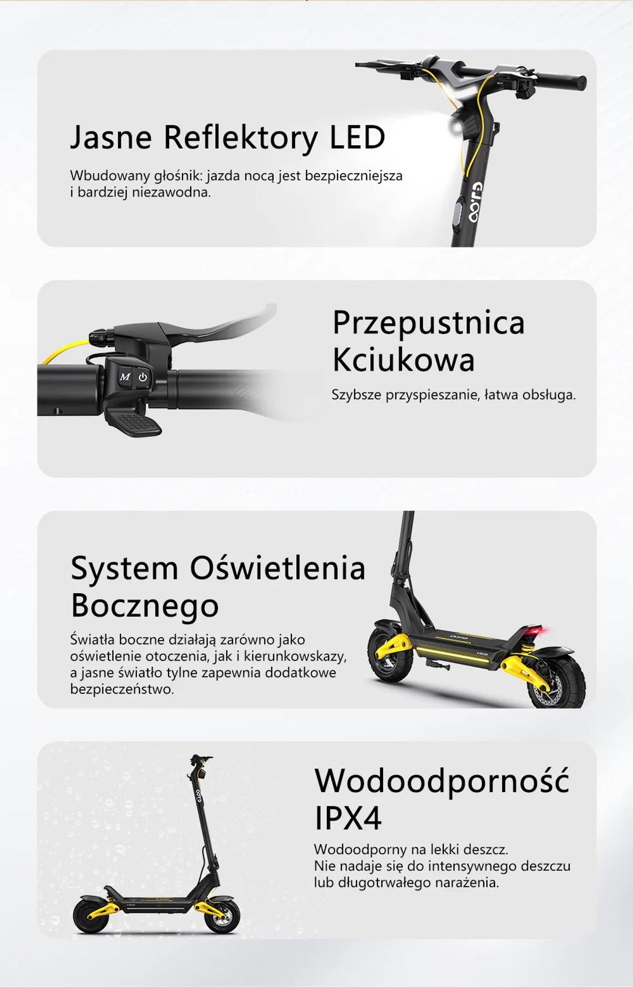 Hulajnoga Elektryczna OOTD S10 - silnik 1400W Bateria 48V20AH Opony 10" Hamulec Tarczowy - Czarna