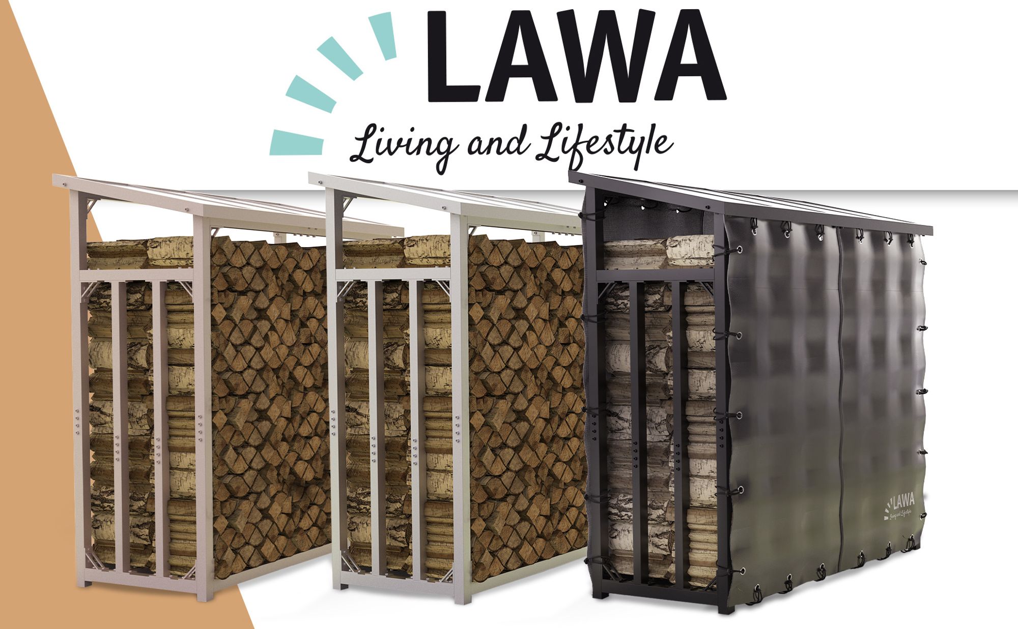 LAWA Living and Lifestyle Kaminholzregale mit Dach als Übersicht