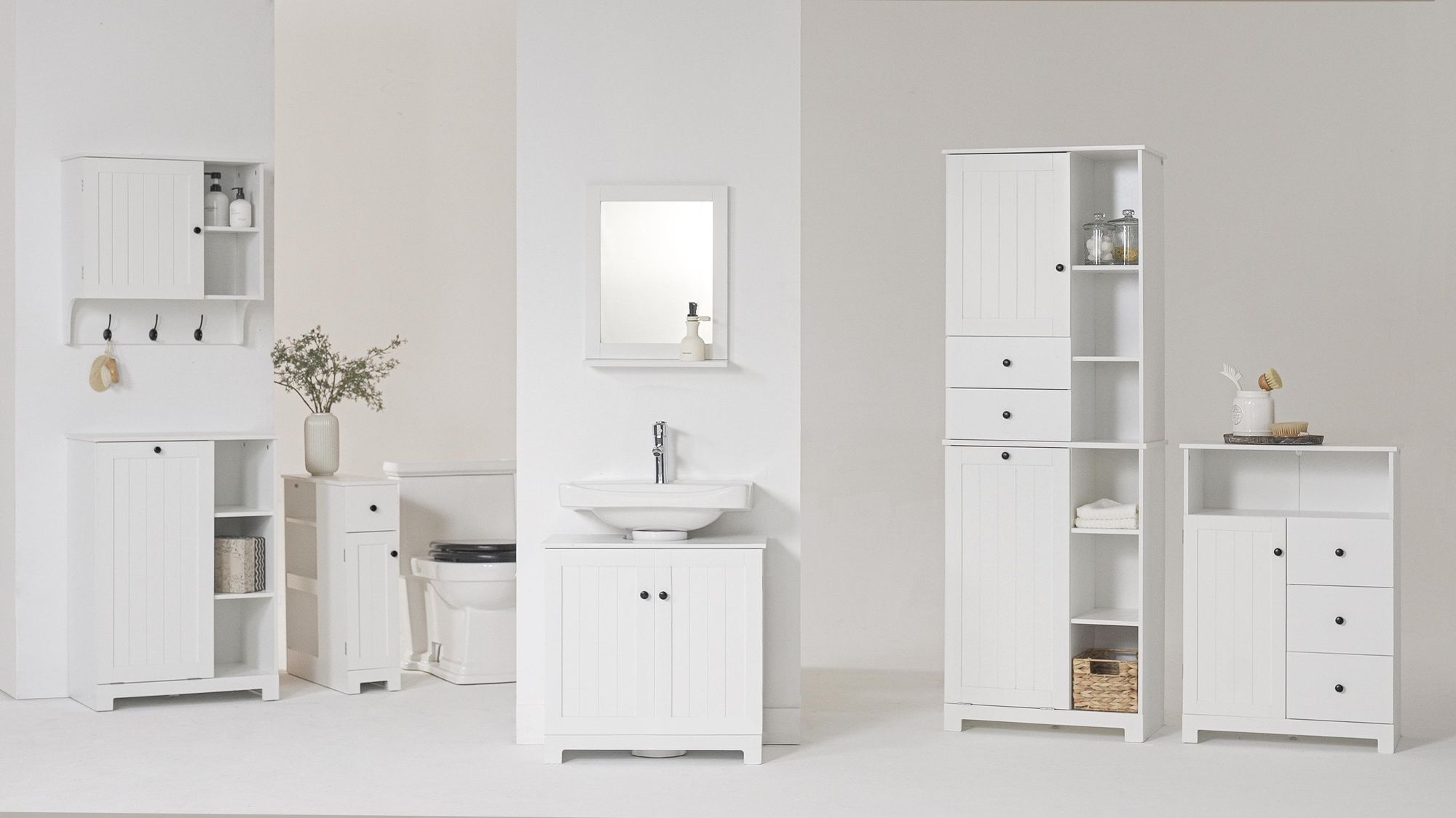SoBuy FSS66-WN Wäschetruhe Wäschekorb Wäschesammler Wäschetonne mit Deckel Wäschebox Weiß+Natur