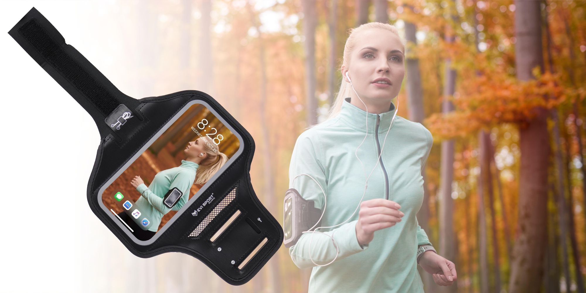 Sportarmband Handy 6,9 Zoll, Laufarmband Wasserabweisend für iPhone & Samsung, Jogging Tasche mit Touch-Funktion & Schlüsselfach, EVI RunPro