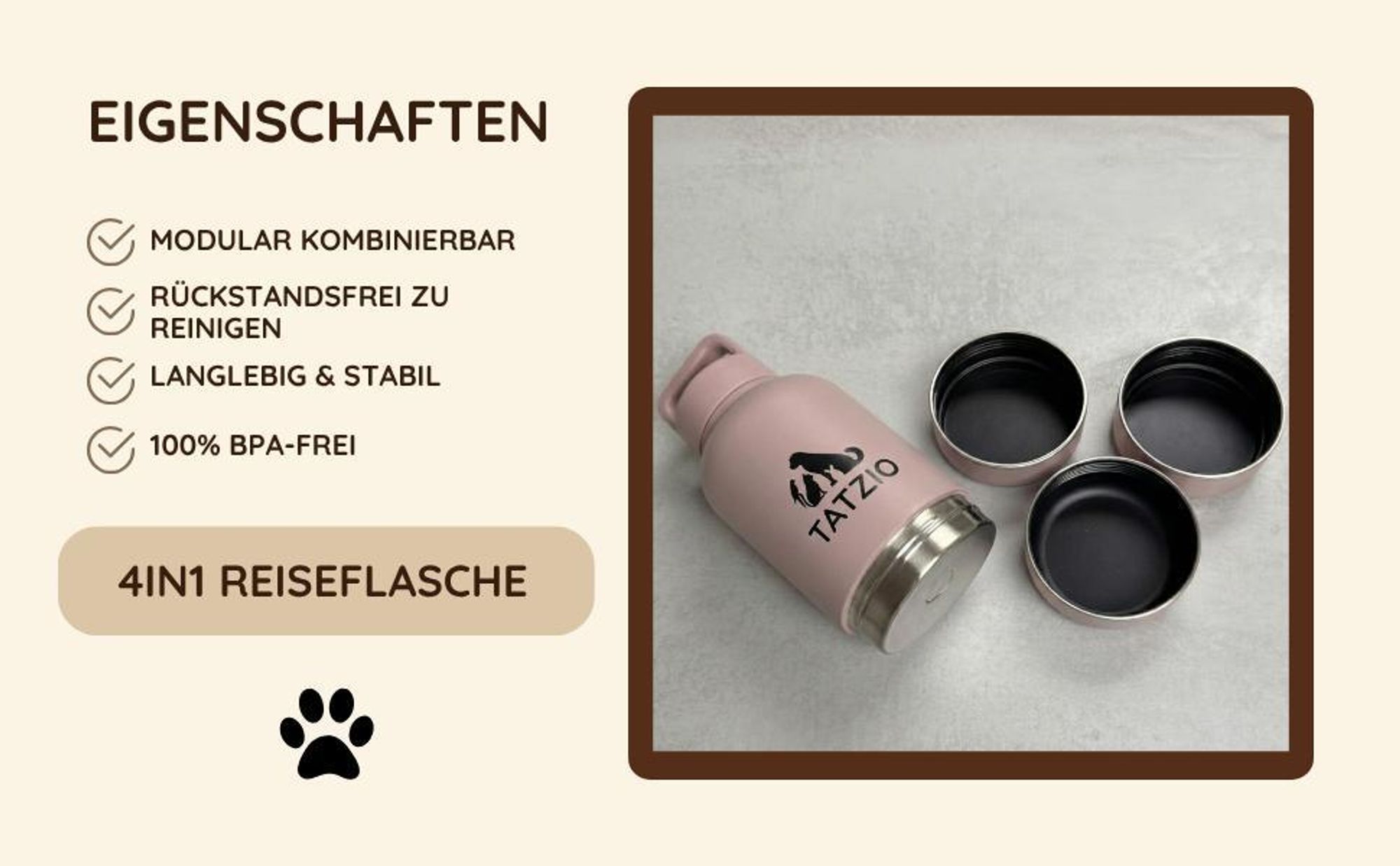 TATZIO Reiseflasche Eigenschaften