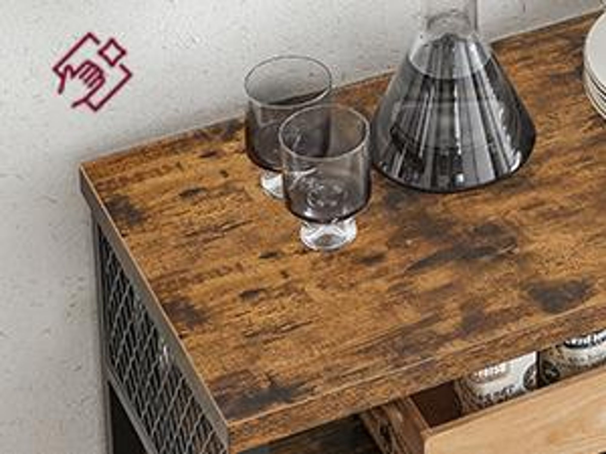 VASAGLE Sideboard Küchenschrank, mit 2 Schiebetüren, verstellbare Ablagen