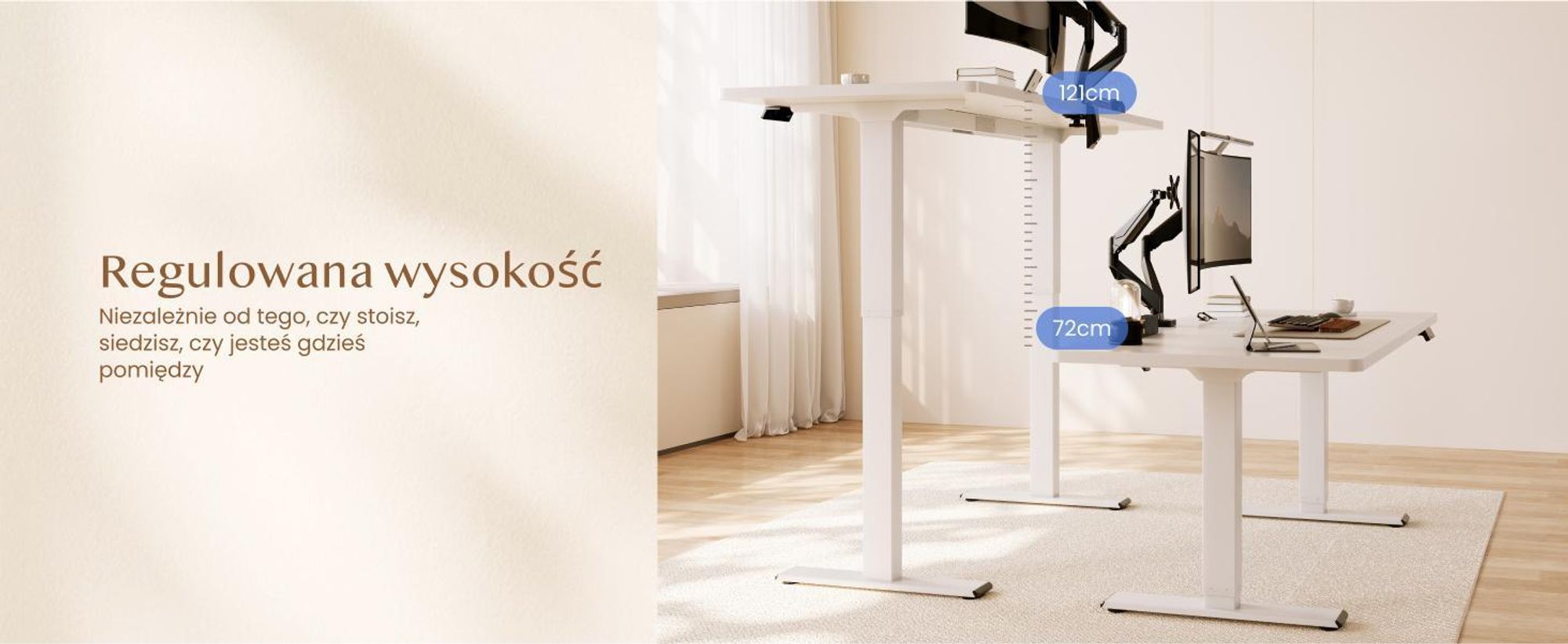 FLEXISPOT QB2 – biurko z regulacją wysokości, elektryczne, 200 x 80 cm, z listwą zasilającą, 2 MOCNE SILNIKI, nośność 120 kg, 4 pozycje zapamiętane (białe)