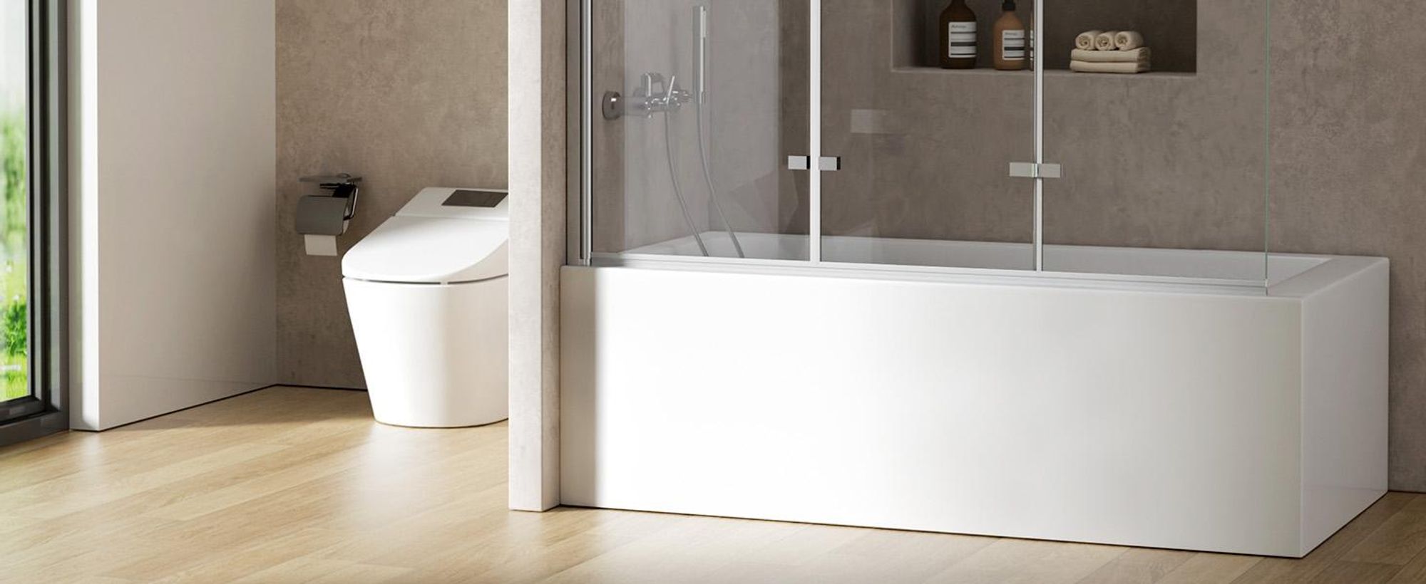S'AFIELINA Badewannenaufsätze 130 x 140 cm 3 Stück Faltbare Duschabtrennung aus 6mm ESG Clear NANO Beschichtung ESG-Sicherheitsglas