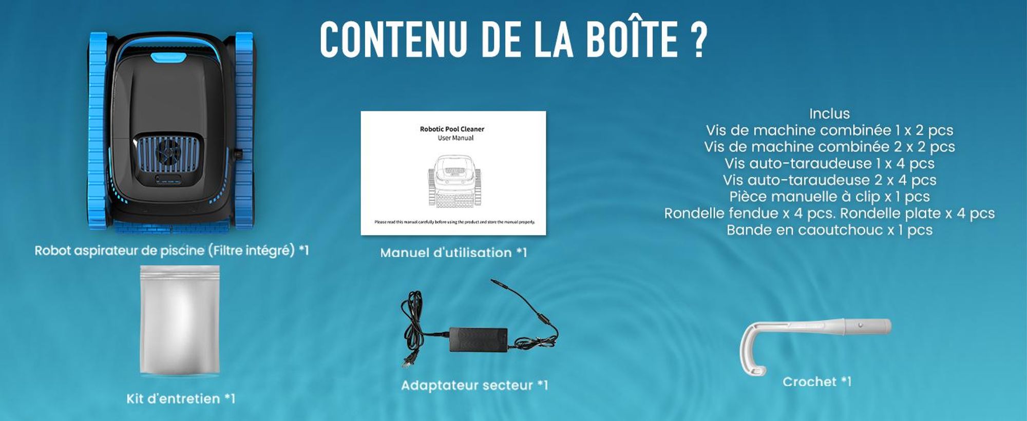 Robot de piscine AIRROBO CP40 pour sol et parois avec application, autonomie de 120 minutes, surface de nettoyage de 170 m², navigation intelligente, fonction d'auto-stationnement