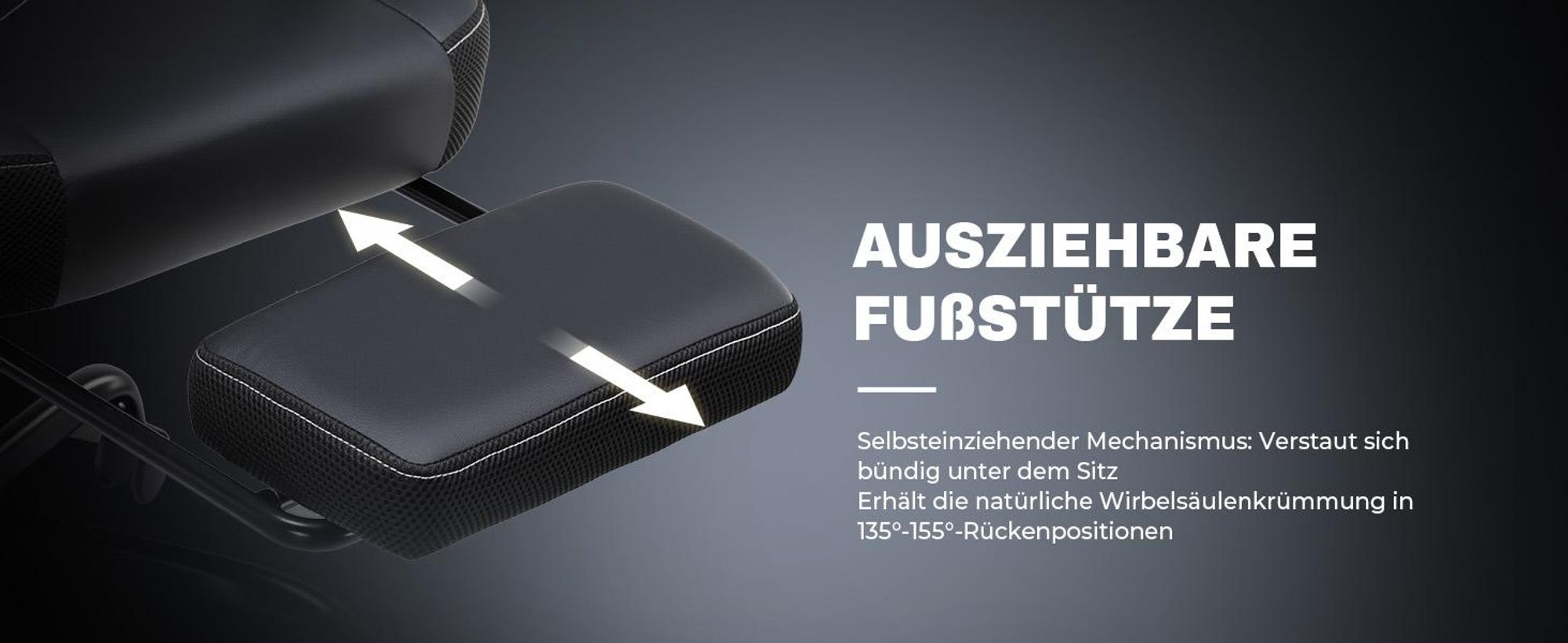 GTPLAYER Gaming Stuhl, Ergonomischer Gamer Sessel mit Fußstütze, Bürostuhl Höhenverstellbar mit Kopf- und Lendenkissen,Drehstuhl aus Kunstleder schwar