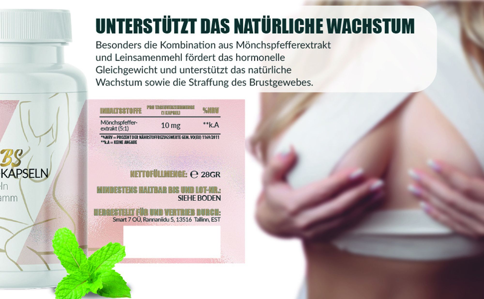 Enolenia® BoobsBoost - Push-Up Kapseln für volles Dekolleté - Brustvergrößerungs Tabletten - Brust - Push Up Effekt – ganz ohne OP - Brust Creme