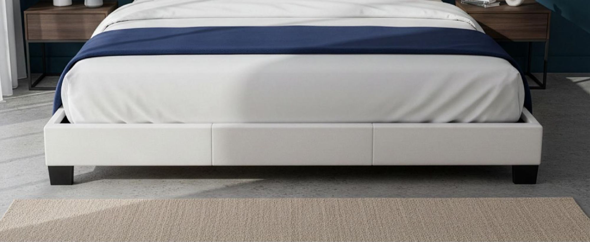 Juskys Polsterbett Paris 180 x 200 cm Kunstleder mit LED, Matratze & Lattenrost - Weiß