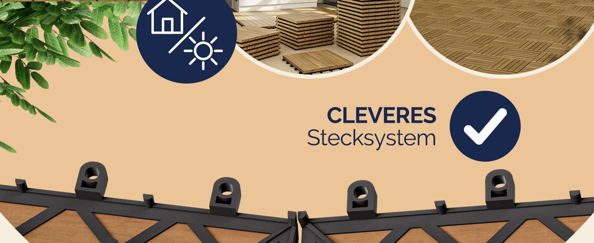 CASARIA® Holzfliesen FSC®-zertifiziertes Akazienholz 4m² Fliese Akazie Mosaik 30x30cm Klicksystem zuschneidbar Terrasse