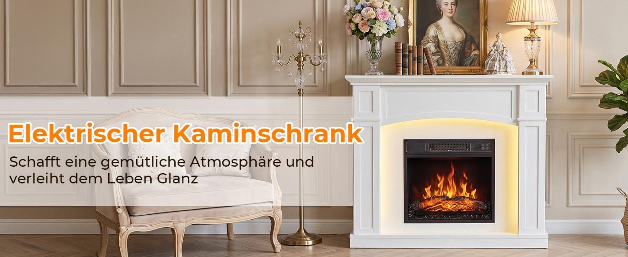 LEADZM Kamin mit LED-Flammen, Elektro Kamin mit Heizung, 1800W Elektrischer Kamin, Sparsamer Kamin Elektrisch, Wandkamin mit Fernbedienung & Timer, Elektrische Kamine mit MDF-Gehäuse,102×30×88cm