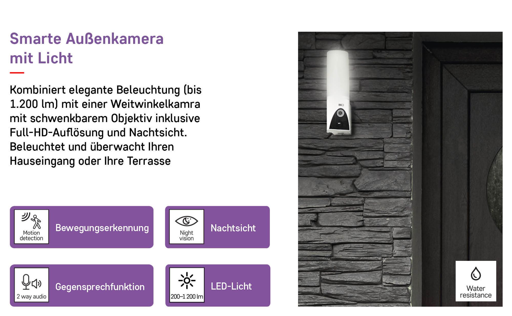 EMOS GoSmart Outdoor Überwachungskamera mit WiFi und App + 1200lm LED-Leuchte, rotierende 3 MP IP-Kamera mit Licht, H4065