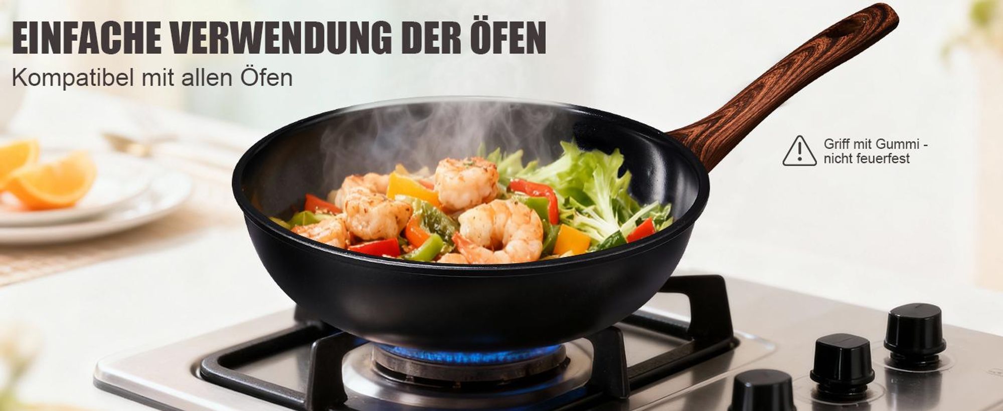 17 teiliges Aluminium Kochgeschirr Set mit 5 Töpfen, 2 Deckeln und zusammensetzbaren Griffen, keramische Beschichtung, schwarz
