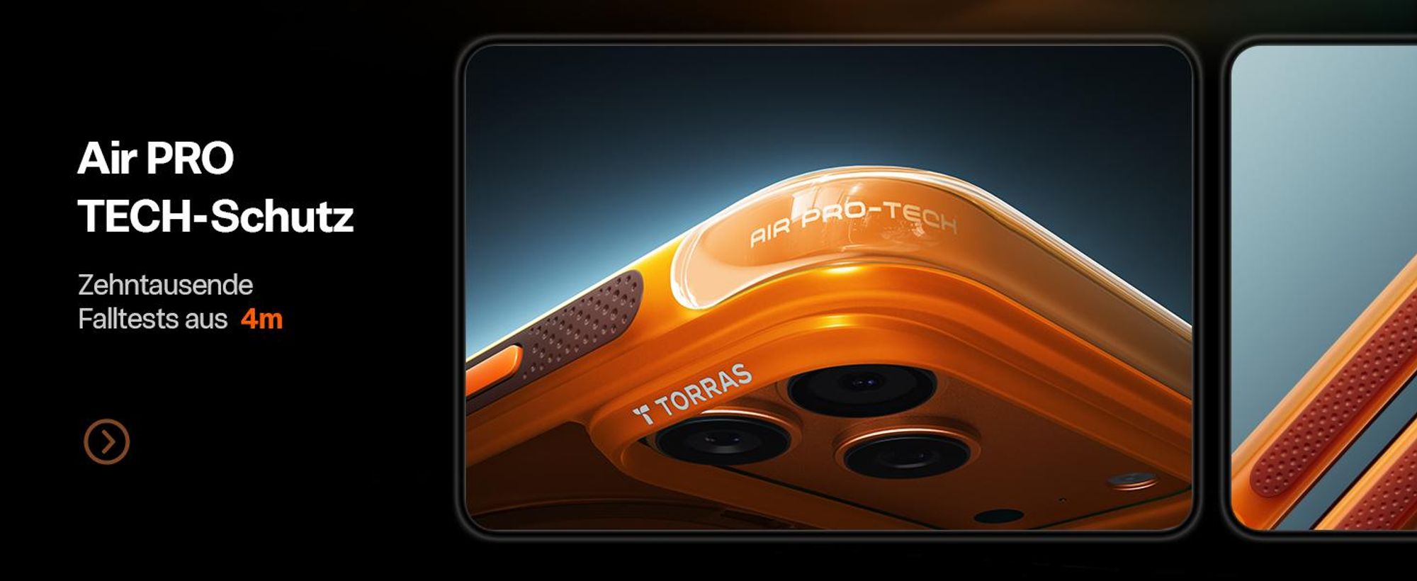 TORRAS für iPhone 17 Pro Max Hülle Ostand Q3 Air mit echtem Airbags Doppelter Schutz 360° Magnetischer Robust Ständer Matt Handyhülle mit Orange