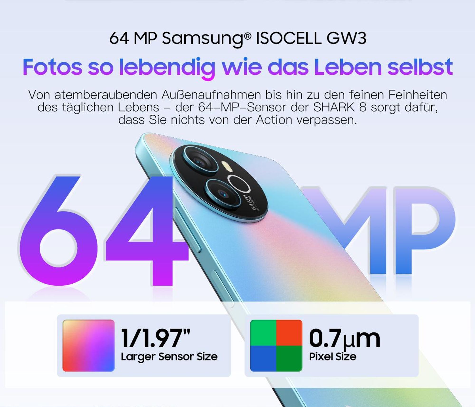 Blackview Shark 8 Smartphone Handy Ohne Vertrag 16GB+256GB 120Hz 2.4K 6.78" FHD+, Helio G99 Handy Ohne Vertrag, 64MP+13MP Kamera, 5000mAh