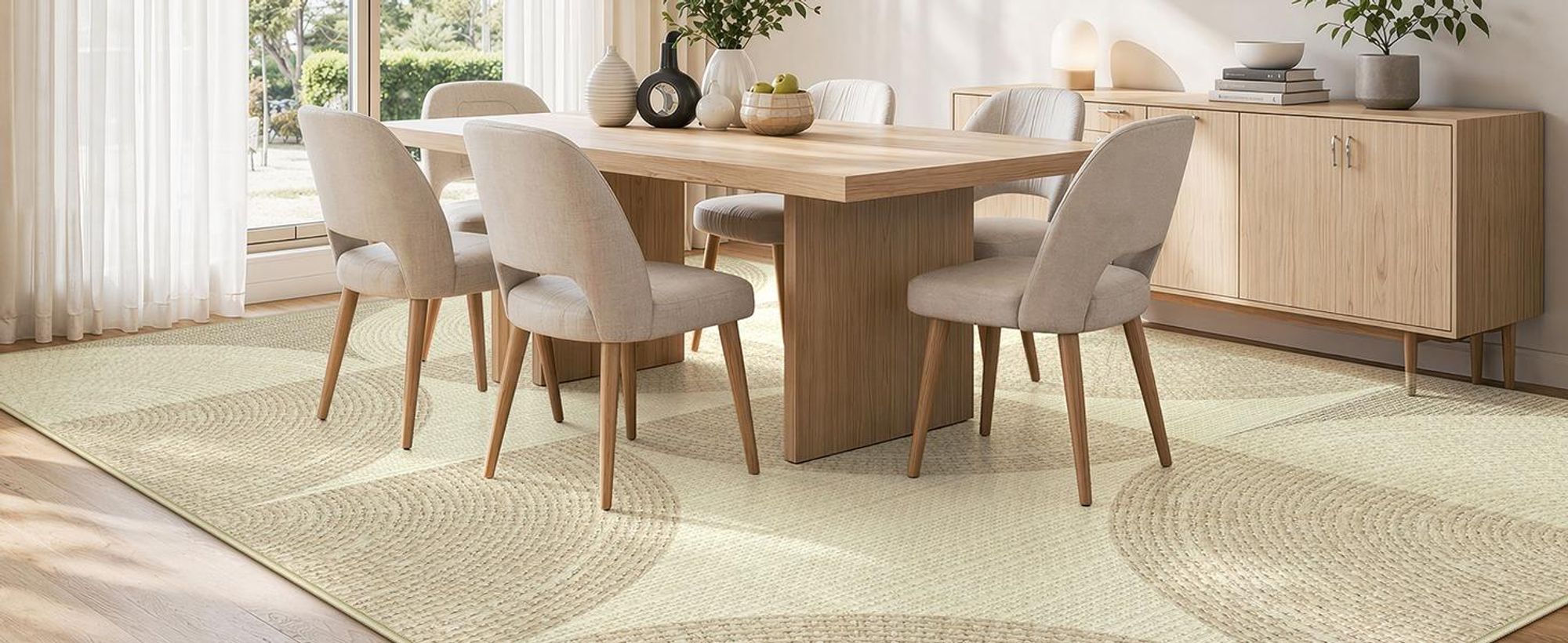 Tribesigns Geometrischer Teppich 200x300 cm, Modern Minimalist Kurzflor Teppich, Maschinenwaschbar Wohnzimmerteppich, Schlafzimmer Büro, Beige