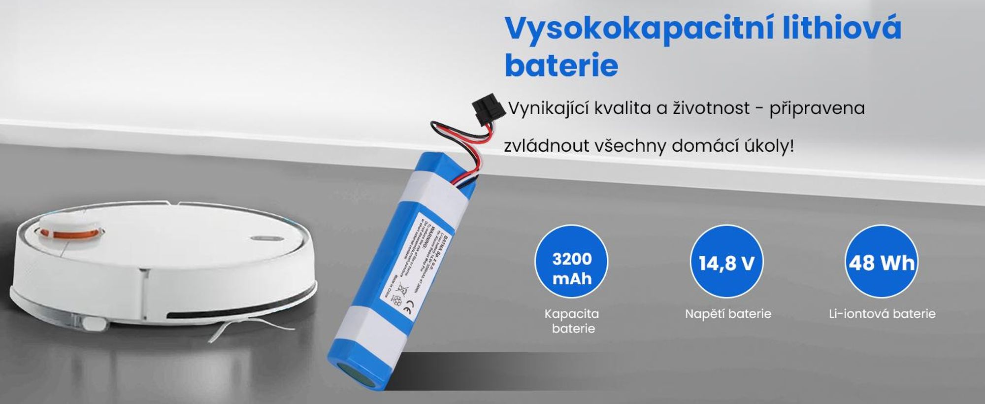 Extralink, náhradní baterie kompatibilní s robotem Xiaomi Mop Pro INR18650 MA1-4S1P-SC, dobíjecí baterie, 3200 mAh, 47,36 Wh, baterie pro úklidového robota, dobíjecí, náhradní baterie de