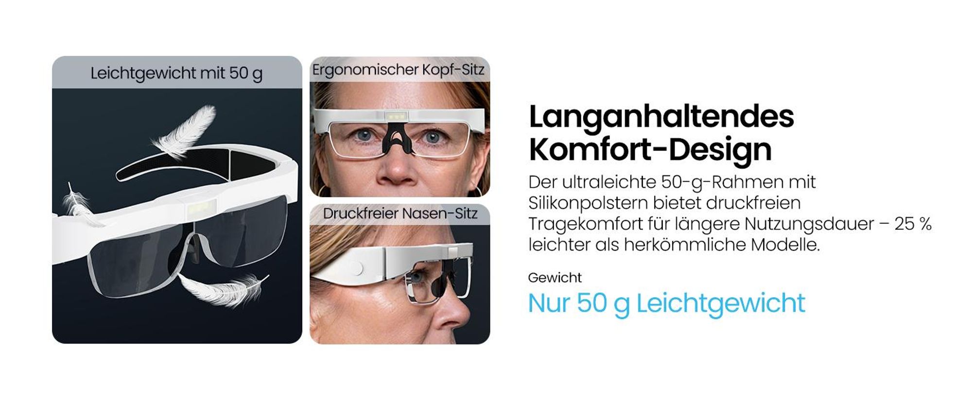 Lupenbrille mit LED, Kopflupe, Vergrößerungsbrille, Brillenlupe, Vergrößerung:0.75X-4.0X, für Modellbau Juweliere Bastel Lesen Detailarbeit