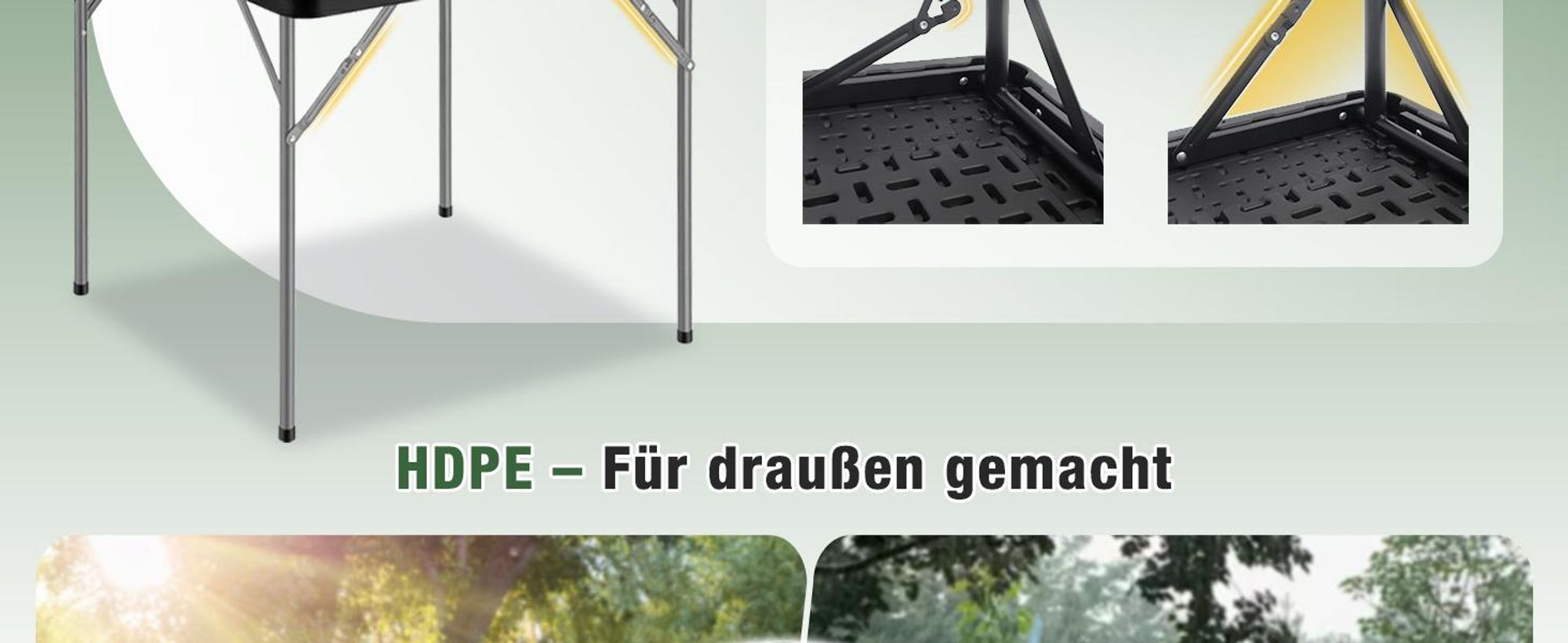 Sekey Gartentisch Klappbar Holz Optik Campingtisch Klapptisch 4 Personen