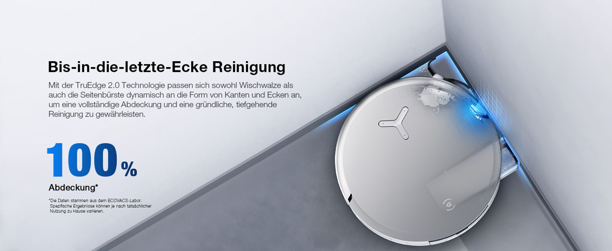 ECOVACS DEEBOT X8 OMNI Staubsauger Roboter mit Wischfunktion, 18.000 Pa, OZMO ROLLER Wischwalze/Moppwäsche mit 75°C heißem Wasser Saugroboter Weiß