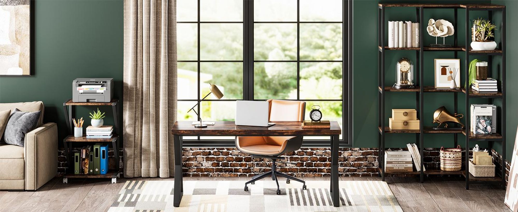 Schreibtisch, 140 cm Industrie-Computertisch, Z-förmiger für Büro und Arbeitszimmer