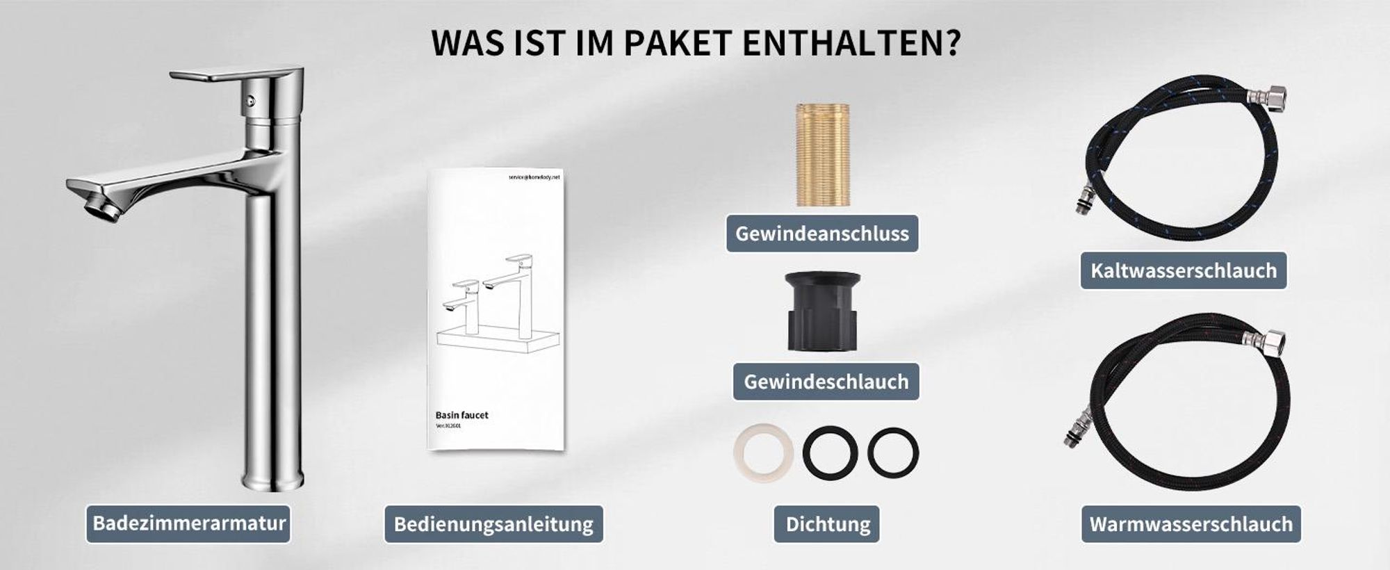 Homelody Chrom Wasserhahn Bad mit Universal Ablaufgarnitur Armatur Mischbatterie Waschbeckenarmatur mit Pop-Up Ventil Messing Überlauf Abflussgarnitur