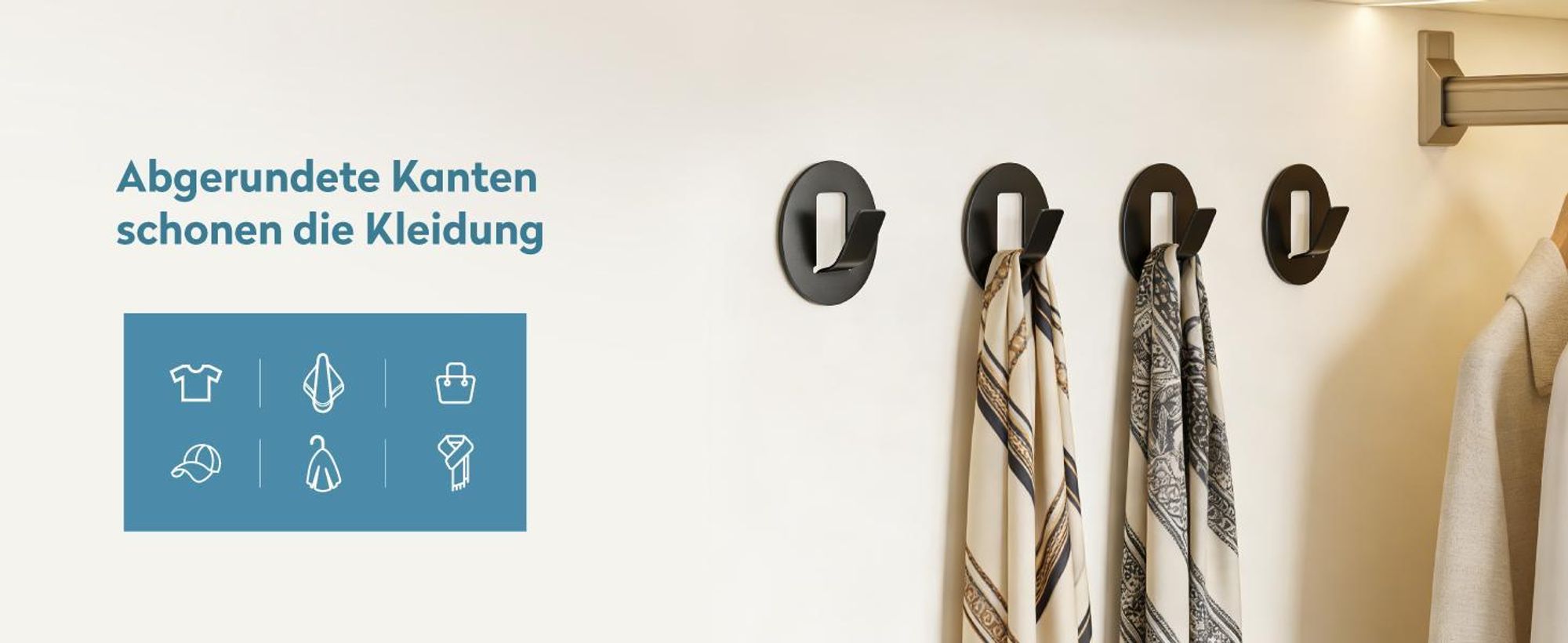 doporro Klebehaken extra stark aus Aluminium, Haken selbstklebend, Handtuchhalter ohne Bohren, Wandhaken selbstklebend, 4 Stück, Weiß, Stalo-16