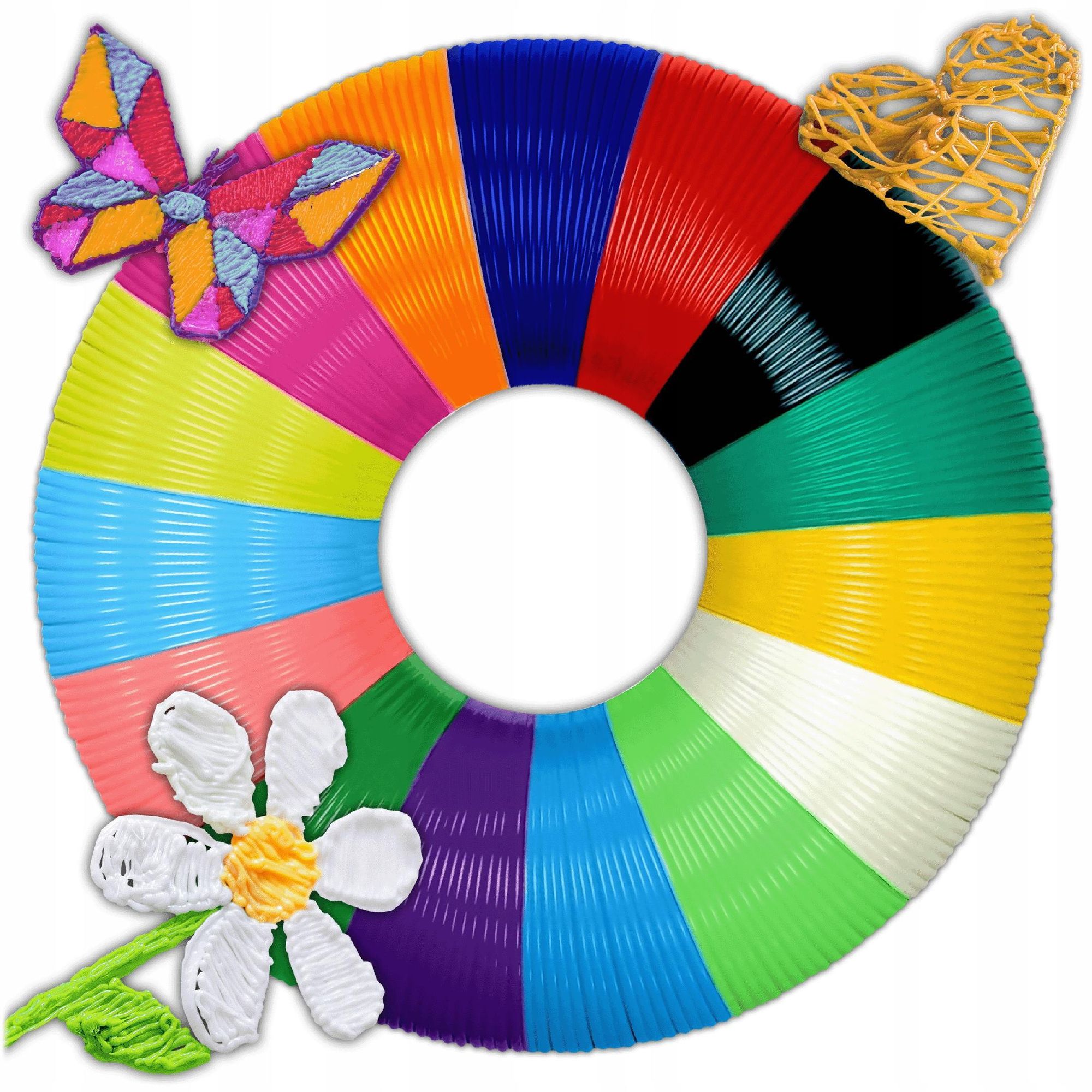 U-SMILER PLA Filament für 3D Stift 1,75 mm 125 m, 25 Farben je 5 m, Nachfüllpackung für 3D Stifte, PLA Druckerfilament Set