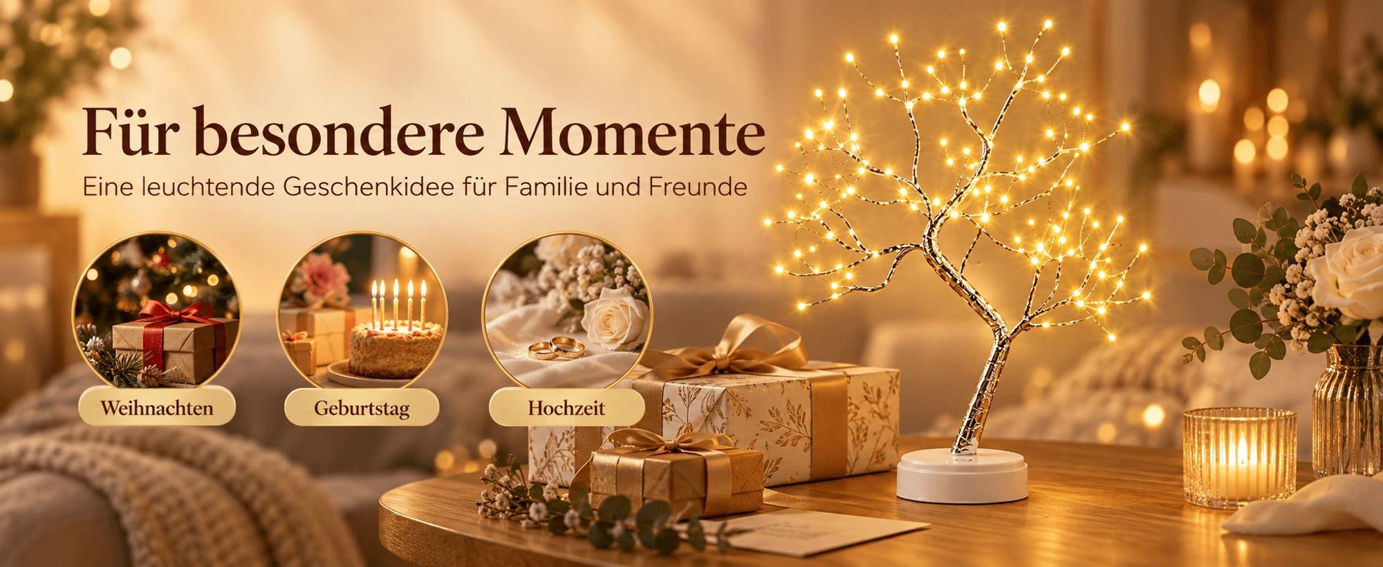 108 LED-Glühwürmchen-Bonsai-Baum-Lichter, künstlicher Feenbaum, USB/batteriebetrieben, Touch-Schalter, weiße Lichter, Baumlampe