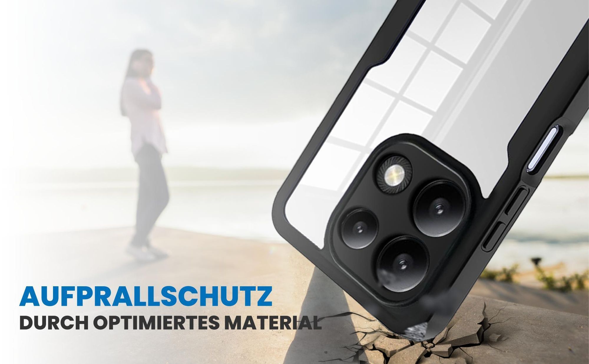 Schwarzes Front Back Cover für Xiaomi Redmi Note 13 mit Aufprallschutz