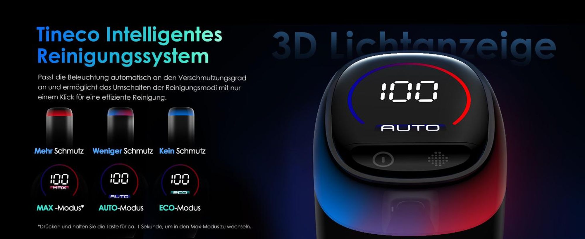 Tineco PURE ONE S70 Akku Staubsauger, 200 AW, LED, 3DSense Pro Reinigungssystem, 95 Min. 6-stufiges Filter, ZeroTangle-Bürste, Handstaubsauger