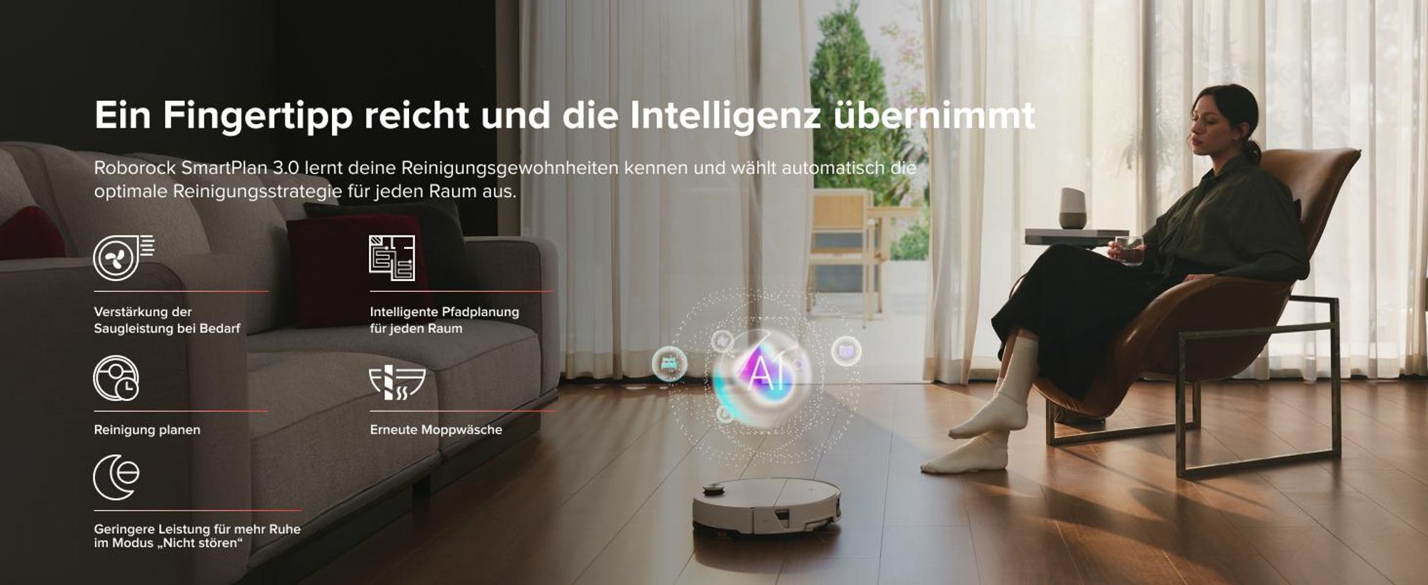 Roborock Saros 20 Sonic Staubsauger Roboter, 36.000 Pa Saugroboter mit Wischfunktion, Dual Anti-Tangle System, 7,98cm Ultra-Slim Design (Weiß)