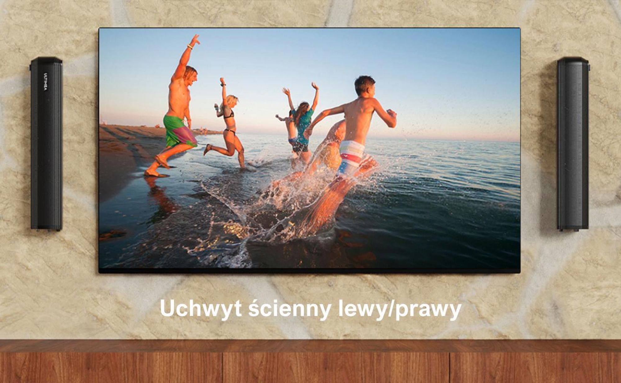 Soundbar ULTIMEA do telewizorów, dzielony soundbar 2 w 1 o mocy 100 W z Bluetooth® 5.3, głośnik telewizyjny z 3 trybami korektora i regulowanym basem, ARC/optyczne/Aux