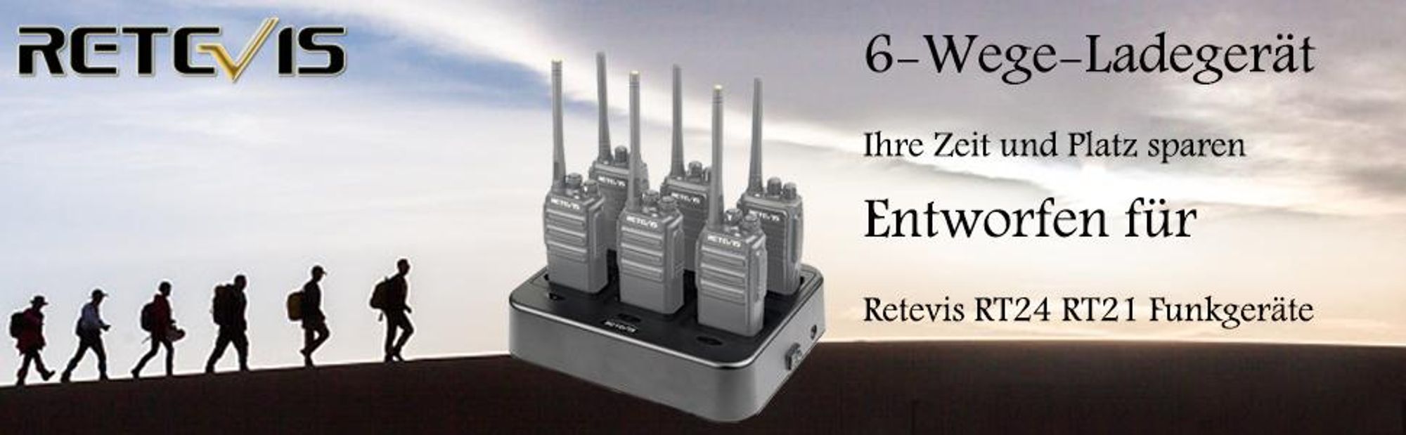 Retevis RT24 RT28 RT24V RT21 Walkie Talkie 6-Wege-Ladegerät Funkgerät Multi-Ladegerät Walkie Talkie Ladegerät Kann 6 Funkgeräte oder 6 Batterieladegeräte (Schwarz)