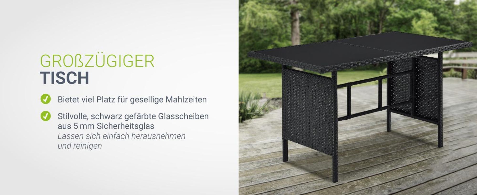 Juskys Polyrattan Lounge Manacor Schwarz und Grau