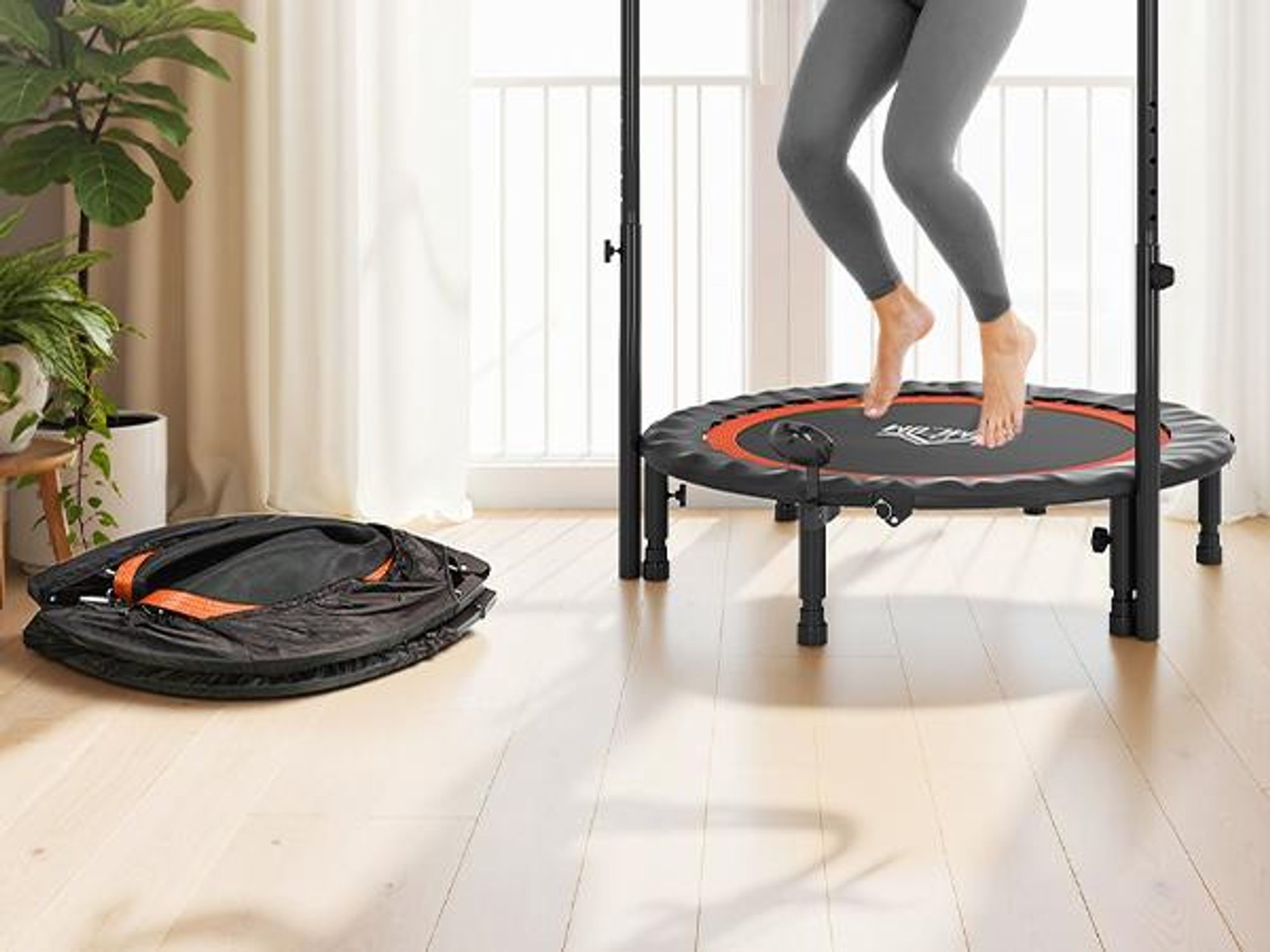 SPORTNOW 102cm Faltbares Fitness-Rebounder Fitness-Trampolin mit Haltegriff