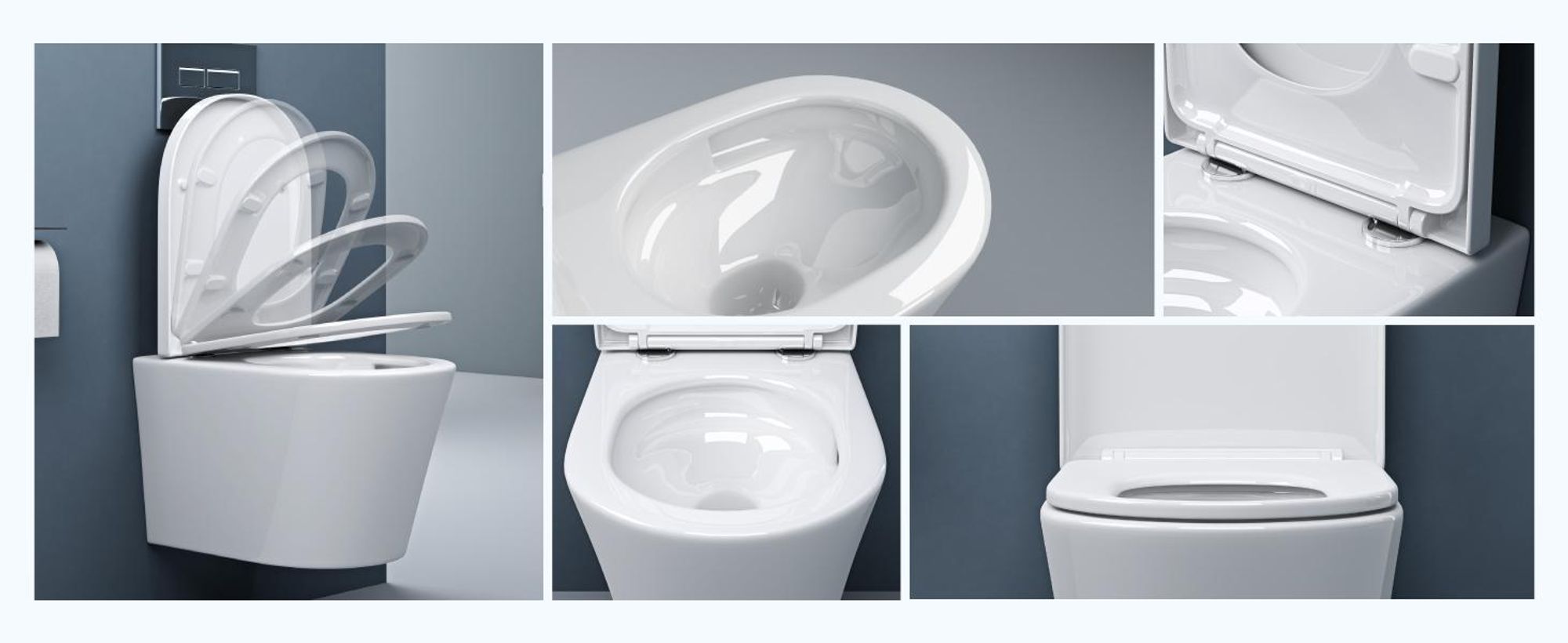 doporro Wand WC Hänge Toilette Weiß inkl. Softclose Absenkautomatik 49x35,5x35 cm Hänge-Toilette spülrandlos Hänge-WC aus Keramik Aachen108