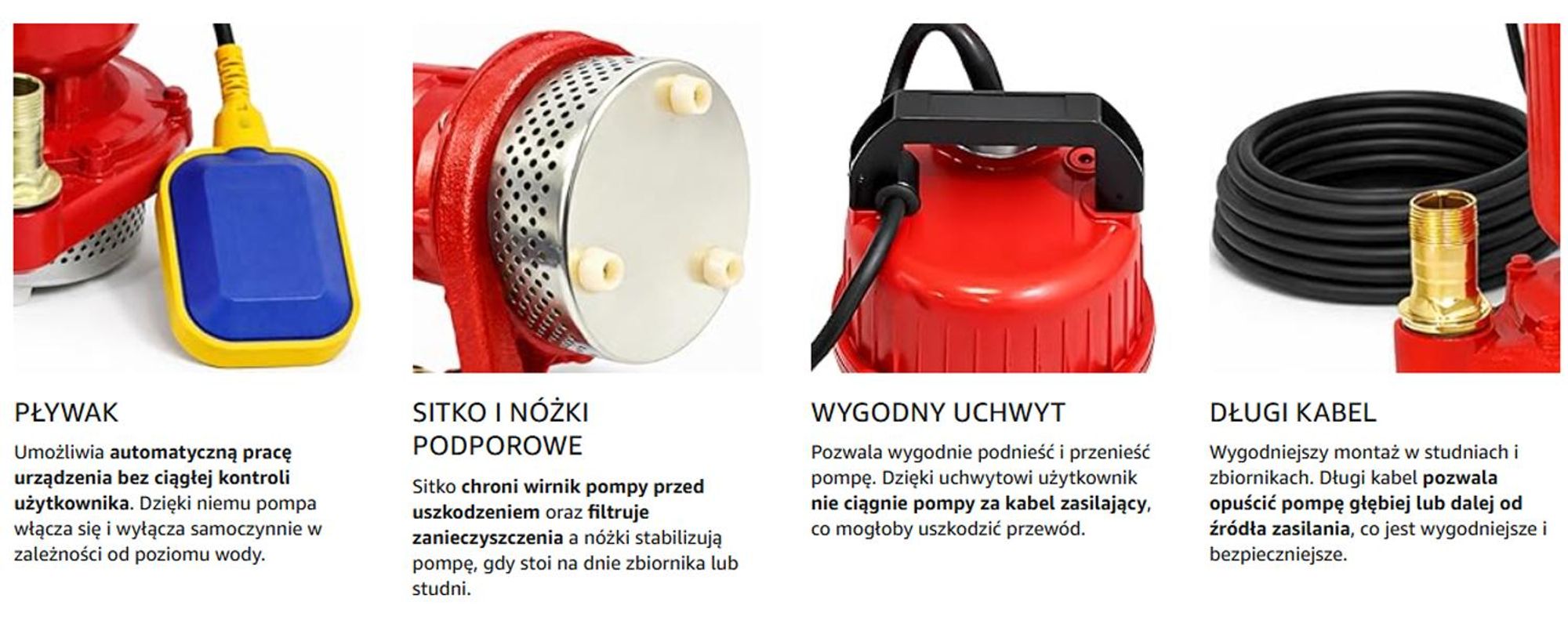 Pompa zatapialna do wody czystej i lekko brudnej z pływakiem, QDX 370W, do ogrodu, basenu, oczka wodnego, studni, piwnic i zalanych miejsc, VERTEX