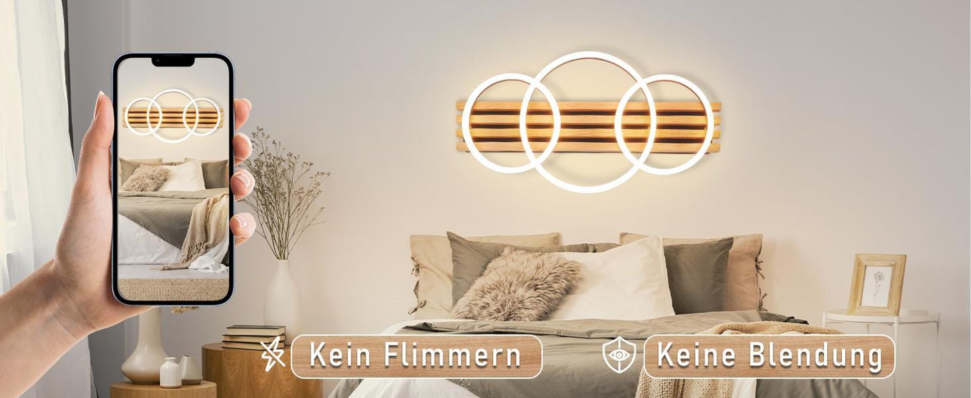 ZMH LED stropné svietidlo s možnosťou stmievania, drevené stropné svietidlo s diaľkovým ovládaním, 70 cm, 46 W, obývačkové svietidlo, stropné svietidlo s 3 krúžkami, čierne stropné svietidlo do spálne