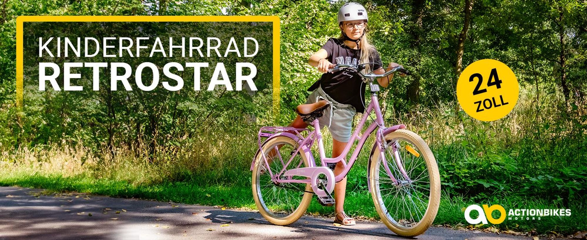 Actionbikes Kinderfahrrad Retrostar 24 Zoll | Kinder Fahrrad - V-Brake Bremsen - Kettenschutz - Fahrradständer - Kinderrad - 8-12 Jahre (Rosa)