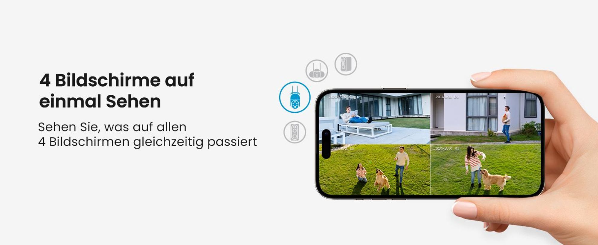 2K 3MP Überwachungskamera Aussen Solar 360° PTZ Kamera Aussen Akku 2.4GHz Kabellos Überwachungskamera mit PIR Bewegungsmelder Farb-Nachtsicht