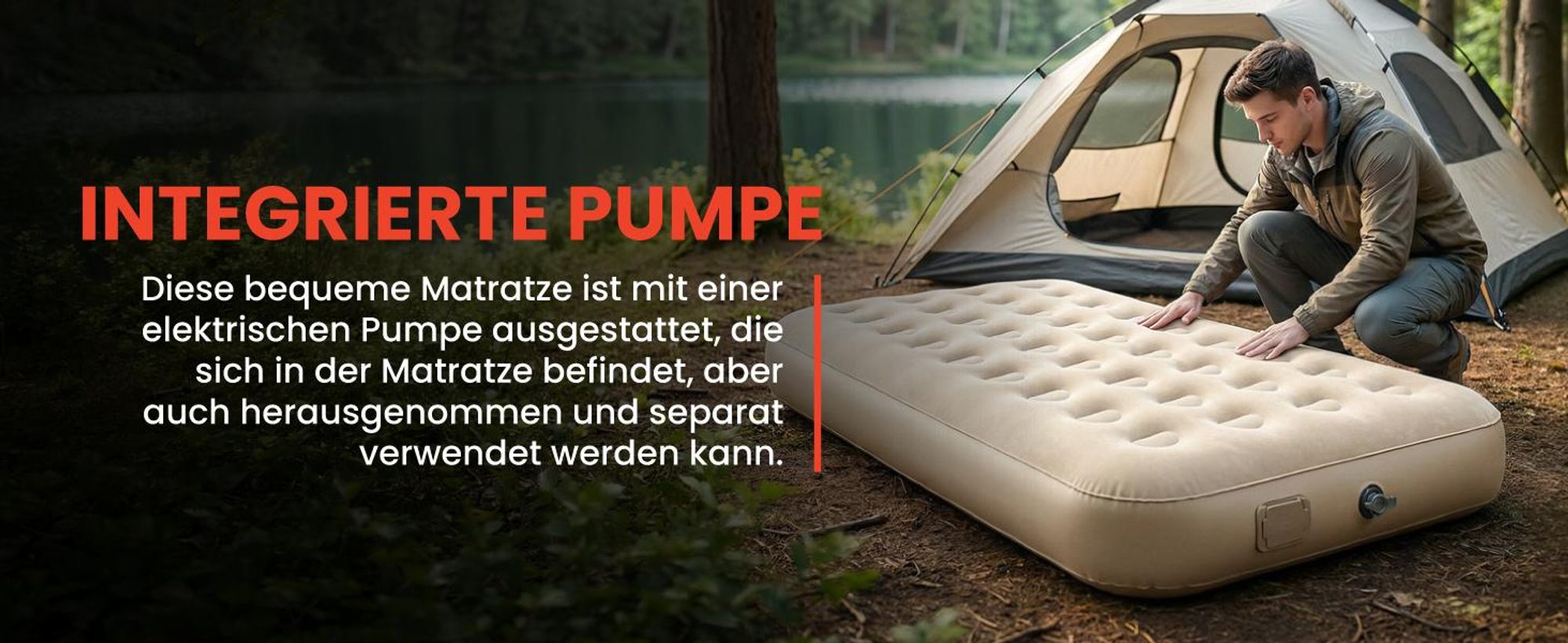 Einzelne Luftbett Luftmatratze selbstaufblasend mit elektrische integriert Pump