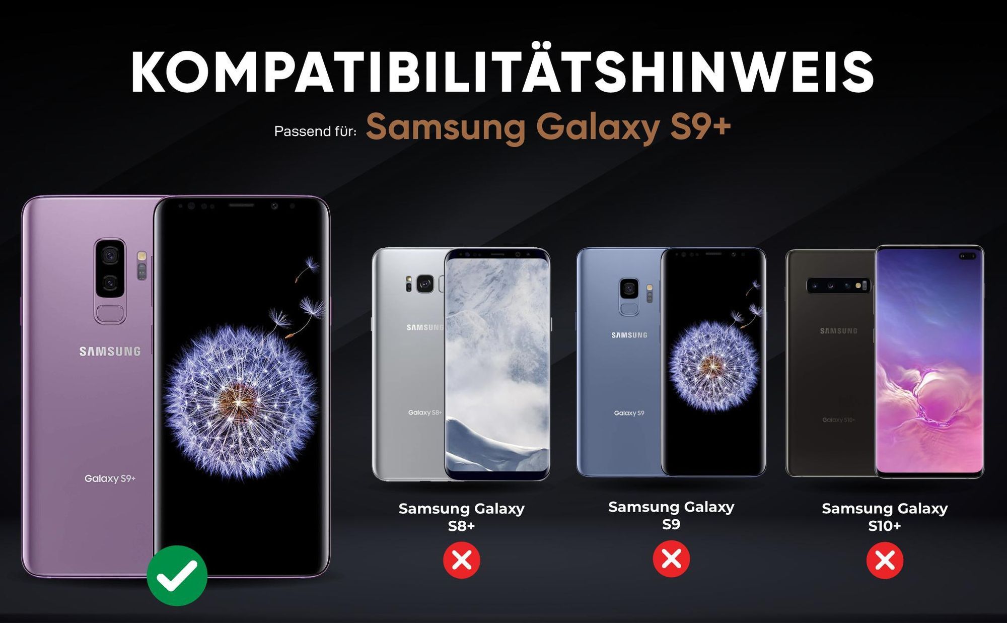 Kompatibilitätshinweise Hülle für Samsung Galaxy S9+