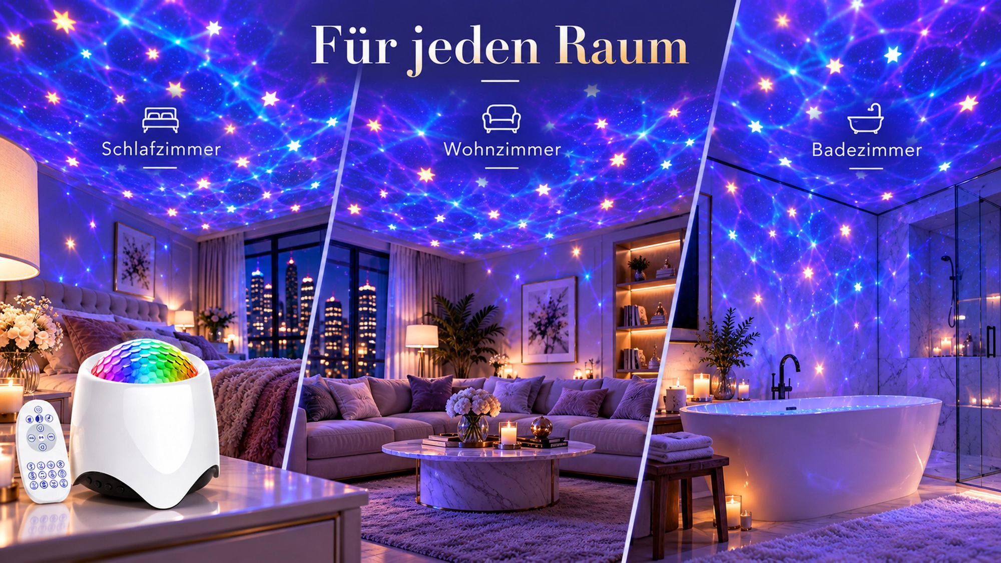 Sternenhimmel Projektor Nachtlicht Aurora Lampe Wasserwellen Led Nordlicht Lampe 56 Lichtmodi Musik Lautsprecher Schlafzimmer Party Kinder Zimmer Deko