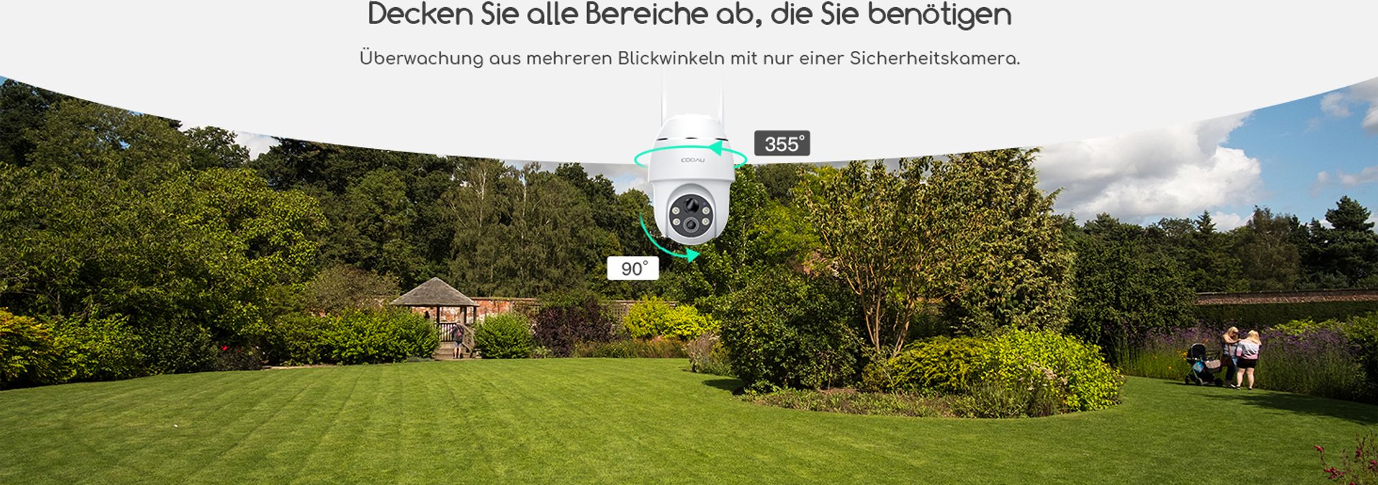 3MP Überwachungskamera Aussen Akku Solar IP Kamera WLAN Outdoor Überwachung mit H.265-Videokomprimierung | 4 Spotlight