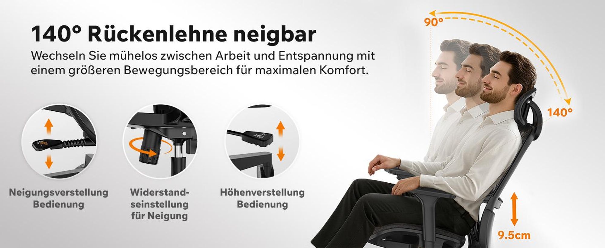 SENSE7 Neyo Ergonomischer Bürostuhl Schreibtischstuhl Schwarz Voll-Mesh 3D-Armlehnen Kopfstütze Synchronmechanik Homeoffice Chefsessel 140 kg