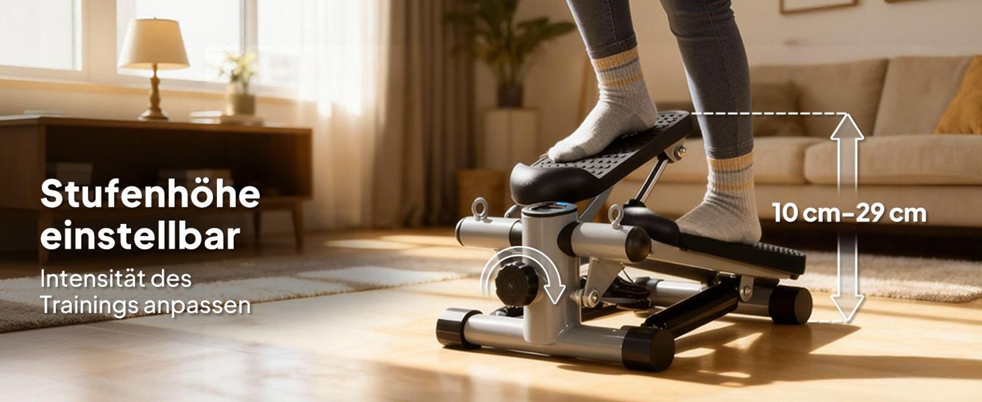 SPORTNOW 2 in 1 Mini-Stepper für Zuhause mit Power Ropes, Up-Down Stepper