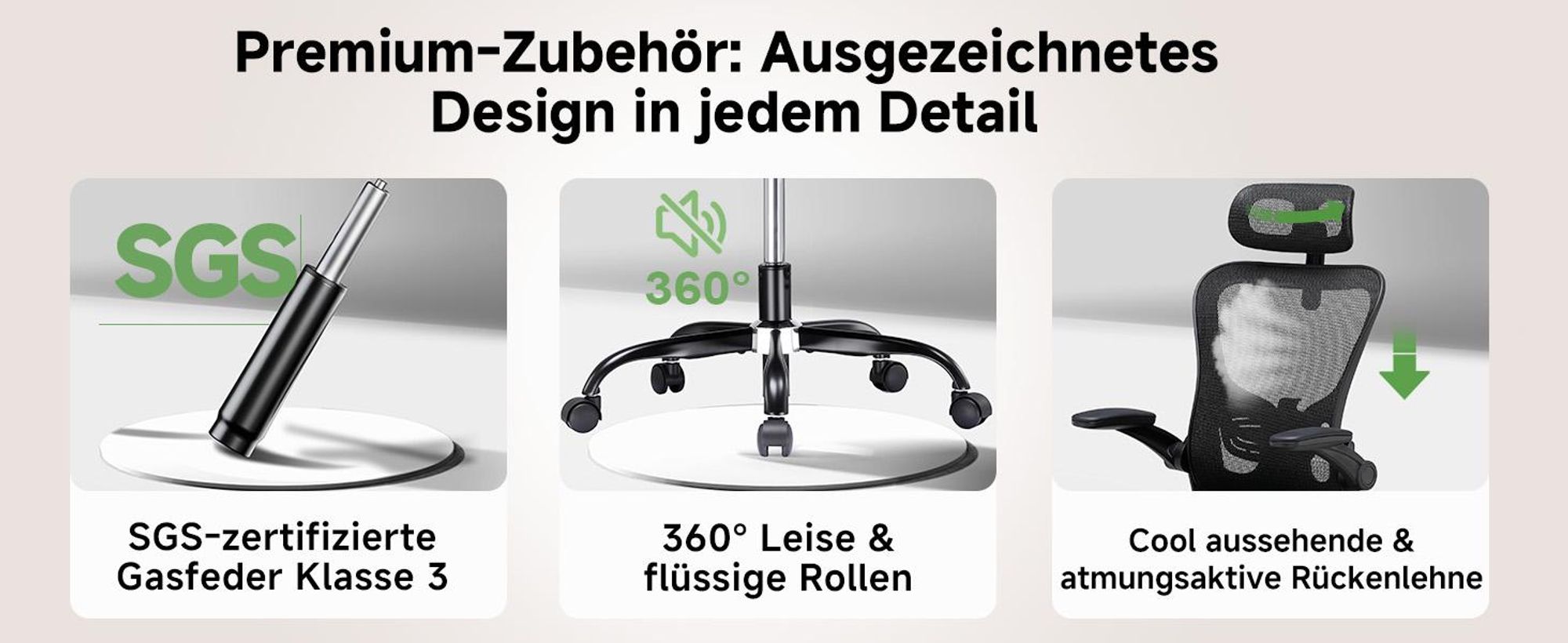 COMHOMA Bürostuhl Ergonomisch, Schreibtischstuhl mit Verstellbarer Kopfstütze, Armlehnen, Lendenwirbelstütze, Wippfunktion, Chefsessel aus Mesh, 150kg
