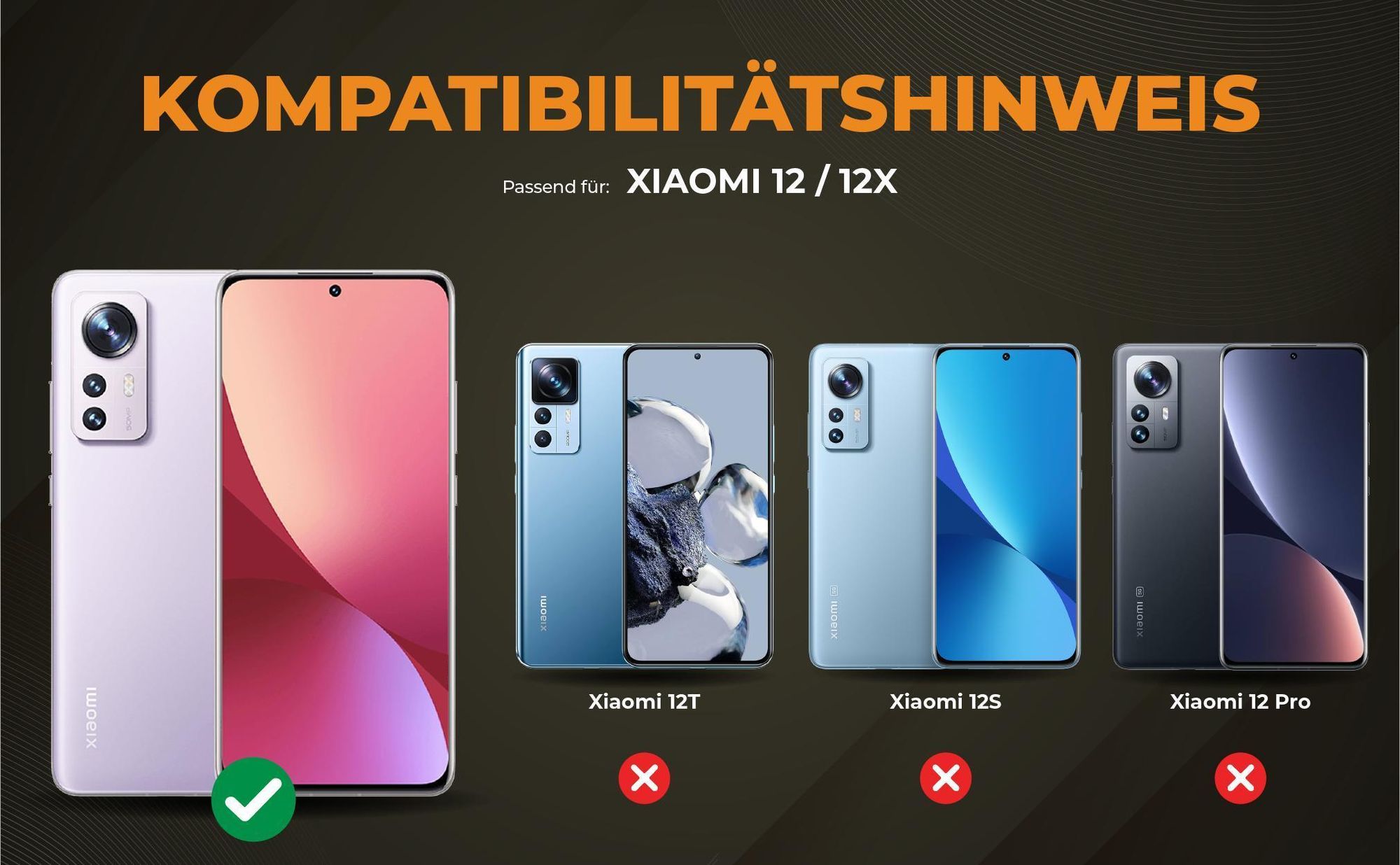 Kompatibilitätshinweise Hülle für Xiaomi 12 / 12X