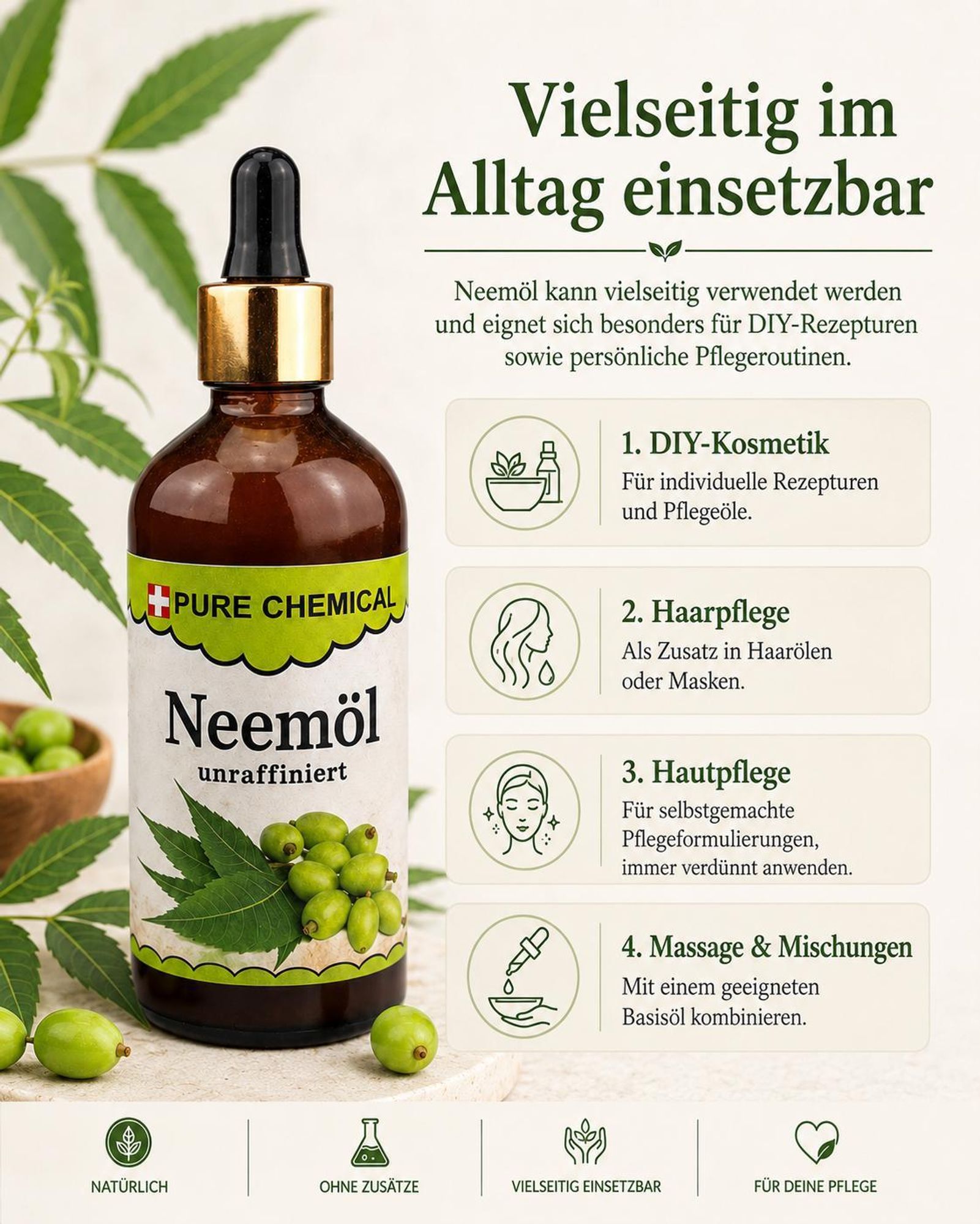 PURE CHEMICAL | Neemöl | unraffiniert | natürlich | kaltgepresst | 100 ml
