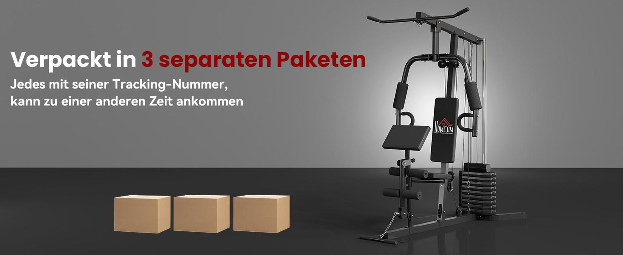 HOMCOM Kraftstation Multistation Set Krafttraining mit 45 kg Gewichte Schwarz